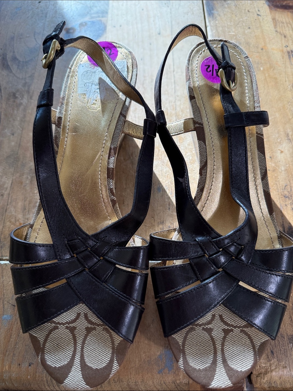 NWT Coach Mollie Platform Wedge Sandals Brown Signature 8.5 - Picture 2 of 8
